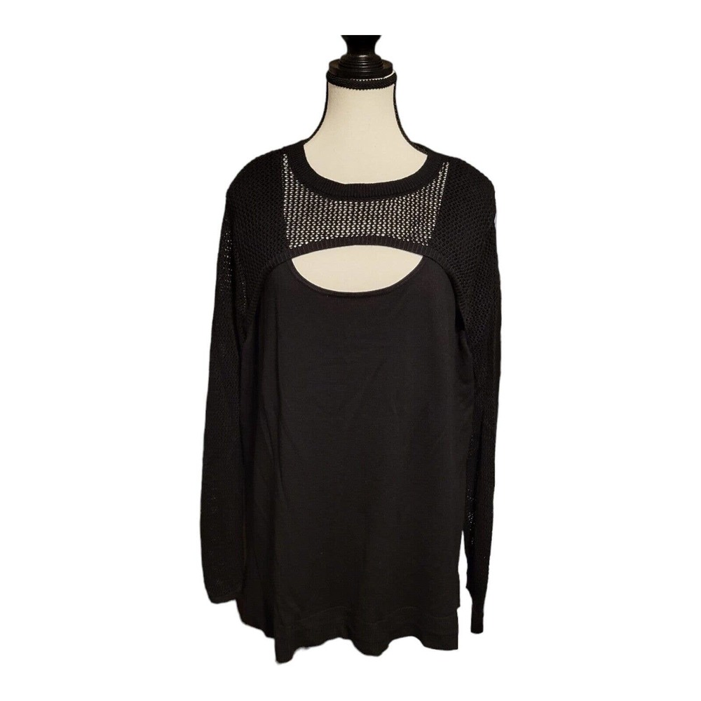 Torrid Mixed Stitch Peekaboo Neck Sweater Deep Black Size 4